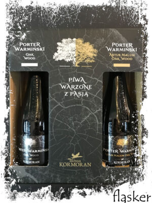 Kormoran - Набір 2 Пива + 1 Бокал:  Porter Warmiński OAK , Porter Warmiński Astus Malum Oak Wood  0,375 *2